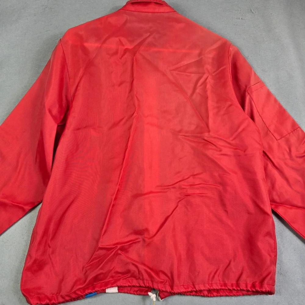 Vintage Total Gas Racing Zip Jacket Mens M Red Stripe Windbreaker Patch Mechanic